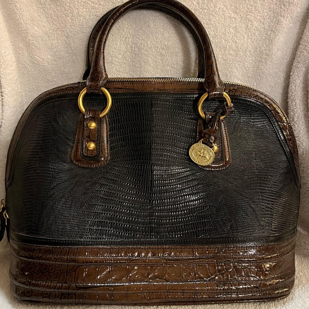 Brahmin Black and Brown Handbag